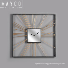 Mayco Square Wall Art Metal Mirror Clock for Living Room